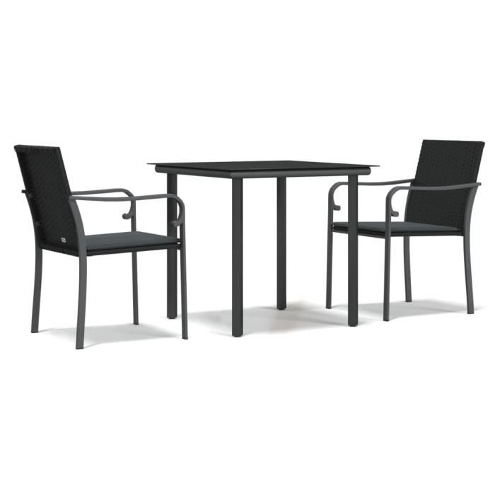 VidaXL Ensemble à manger de jardin 3 pcs coussins résine tressée acier 3186955
