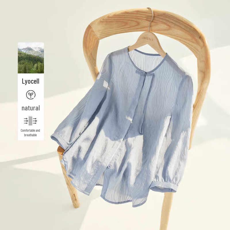 IHIMI Women s New Chinese Style Tencel Jacquard Blouse M