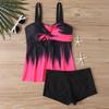 Biquíni feminino sexy slim estampado com camisola dividida plus size (Conjunto de duas peças)