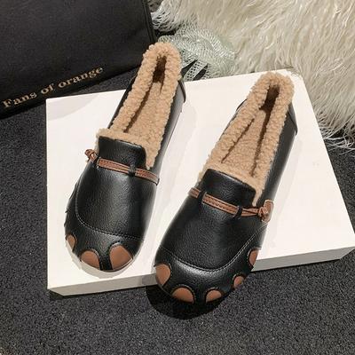 Retro Samt Weichsohlen Mutter Schuhe für Damen im Herbst und Winter 2025 runder Kopf warm lässig einschlupf flachsohlige Mütze Schuhe