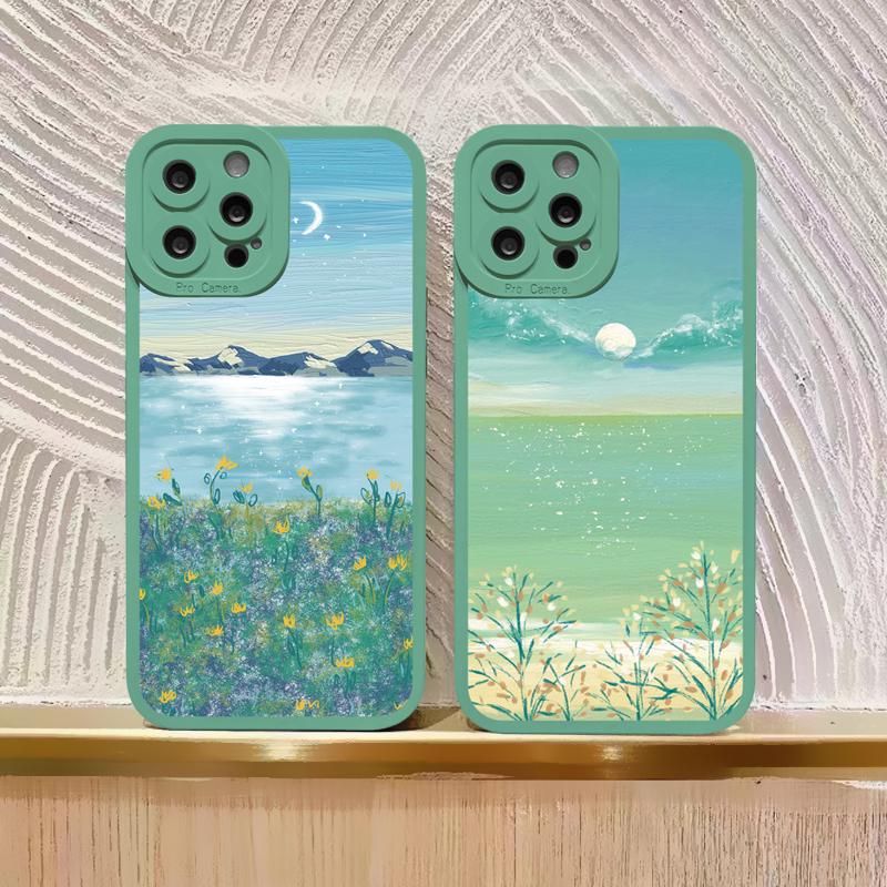 Art Oil Painting Flowers Phone Case For iPhone 14 11 12 13 Pro Max For iPhone XS X XR 7 8 Plus SE2 Soft Silicone Back Covers