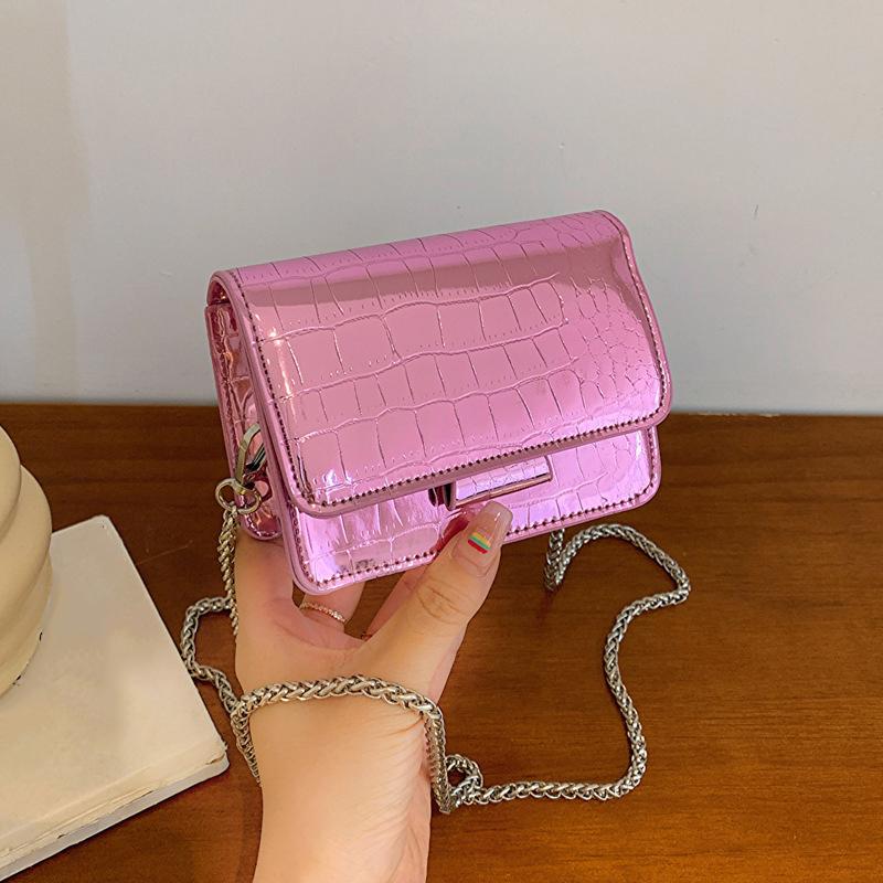 Women Shoulder Handbags Crocodile Pattern PU Leather Trend Designer Chain Hasp Bags Coin Purse Mini Single Square Bag ARI