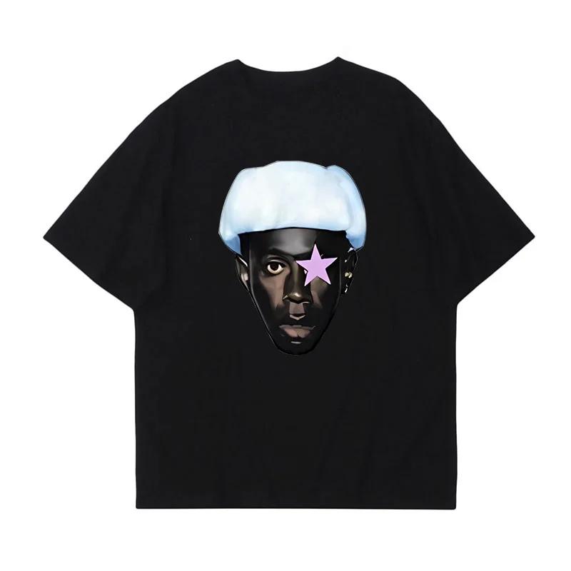 Y2k Style Character Print Men's and Women's Cotton Casual T-shirt Harajuku High Street Retro Full with Round Neck Loose Top