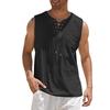 Gilet ampio da uomo Canotta Canotta con lacci Scollo a V senza maniche Pullover in lino di cotone Casual Streetwear