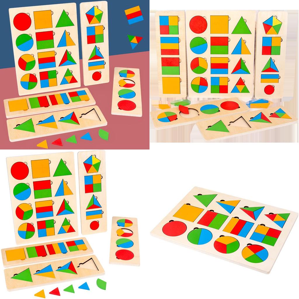 Wooden Geometric Shape Puzzle For Toddlers Educational Toy For Early Learning