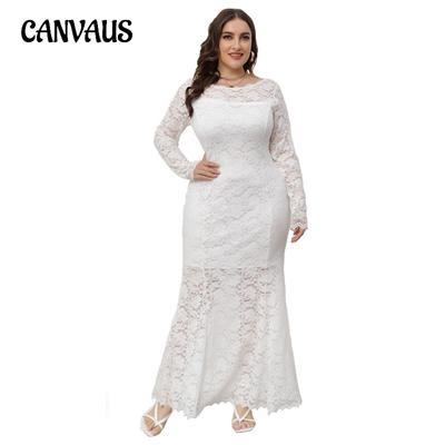 Spring and Autumn Women's Dress Plus Size Lace Fishtail Evening Dress