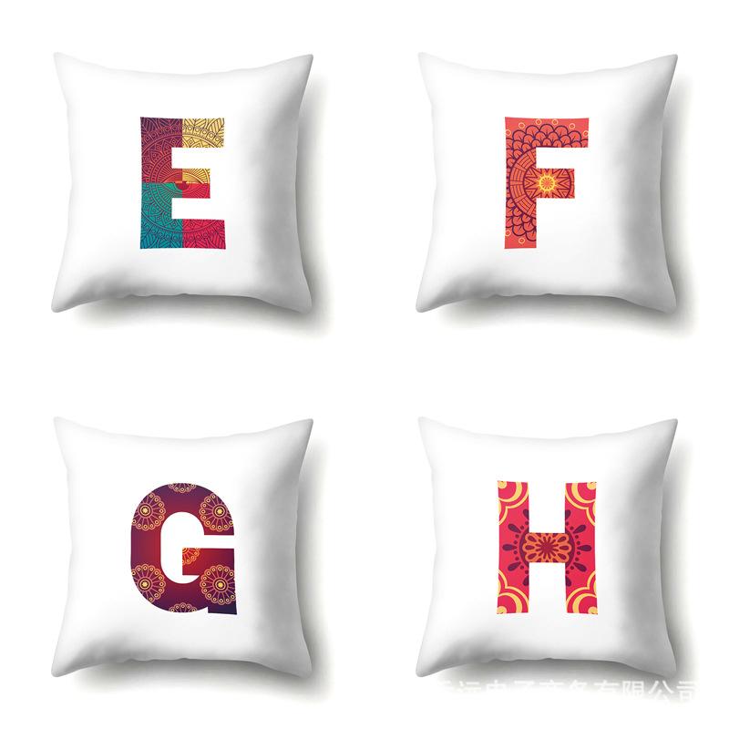 Polyester Pillowcase Home Geometric Striped Print Pillowcase 26 English Letter Cushion Cover