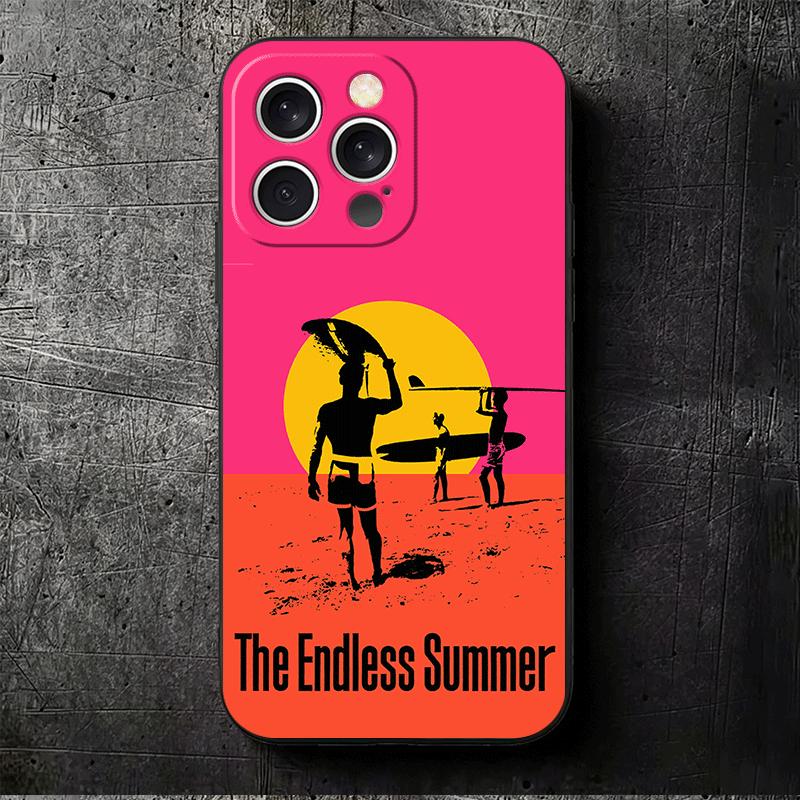 Surfboard Surfing Surf Summer Soft Phone Case for iPhone 16 16E 17 Air 15 Pro Max 14 Plus 13 Mini 11 12 7 Black Cover Back Shell
