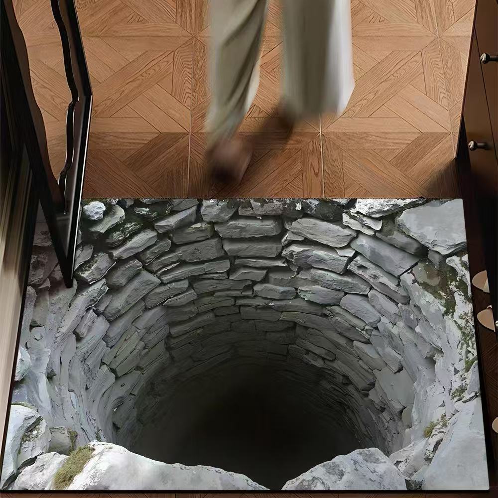 60*90cm Visual Trap Floor Mat, Home Bathroom Floor Mat, Anti-slip Feet, Suitable for Bathrooms, Doorways, Corridors