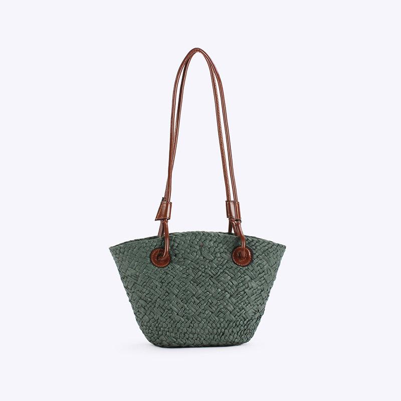 

Designer Bohemian Chic Shoulder Bag,Solid Color Large Capacity Straw Woven Tote Bag,Nature-Inspired Beach Vacati Women Handbag