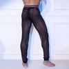 Sexy Men Mesh See Through Tight Pencil Pants Fashion Club Pants Transparent Men'S Pyjama Trouser Sleep Pant Black Home Wear