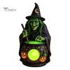 Eerie Ambient Lighting Halloween Gothic Witch Lantern, Resin Tabletop Decor with Warm Glow, Spooky Centerpiece for Shelf Desk Party, Haunted