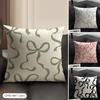 Simple Bow Tie Cushion Cover Linen Organic Fabric DoubleSided Printing Sofa Breathable Home Decor Gift Pillow Case