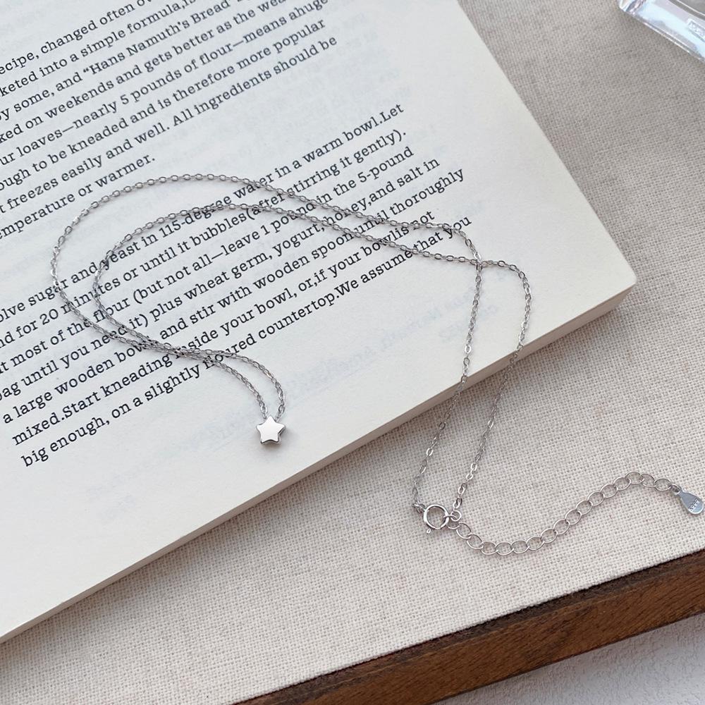 S999 Sterling Silver Five-Pointed Star Clavicle Necklace for Women - Simple Luxury Design