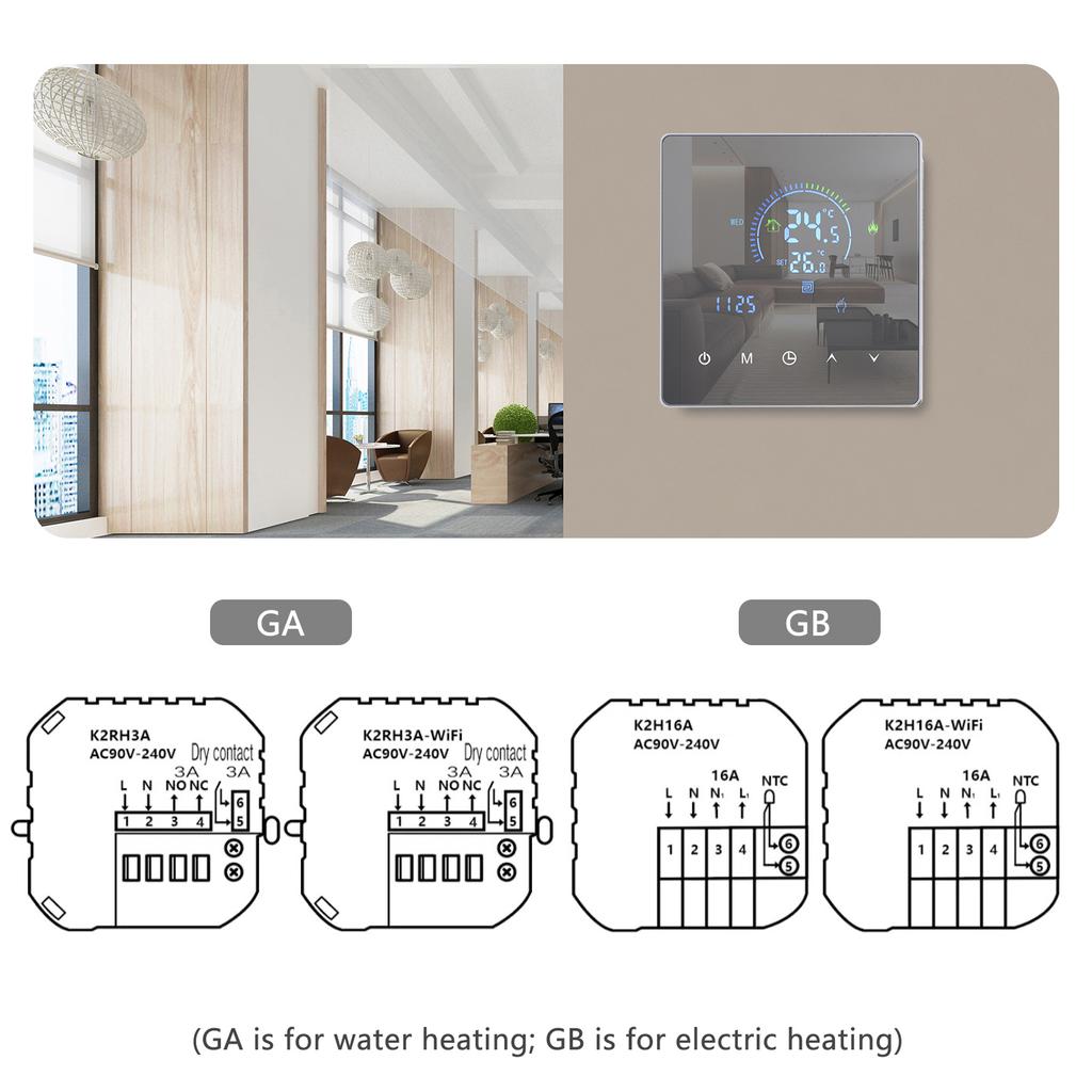 Smart Intelligent Thermostat Temperature Controller for Water Heating Equipment LCD Display Touch Button Programmable