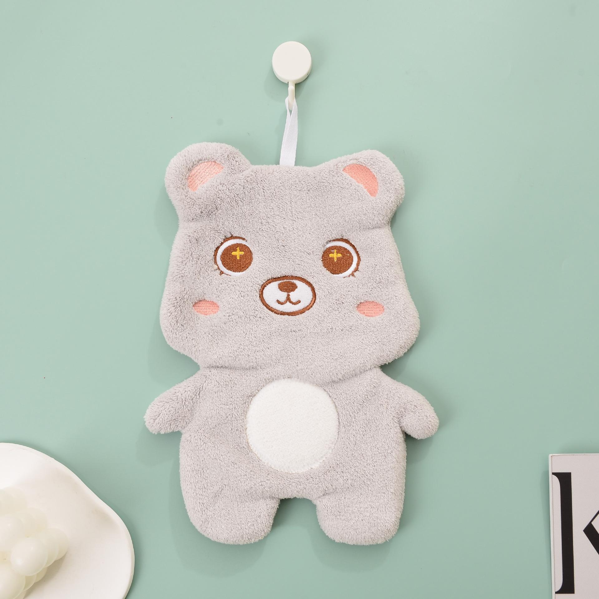 

Adorable Bear Coral Fleece Hand Towel - Absorbent, Hanging Kitchen Cloth, Ideal New Year Gift 20x27CM (Approx. 38g)
