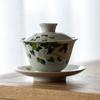 Keramik Handgefertigt Kung Fu Gaiwan Kreativ Handbemalte Chrysanthemen Teetasse Teegeschirr Büro Teeschale mit Untertasse Trinkgeschirr