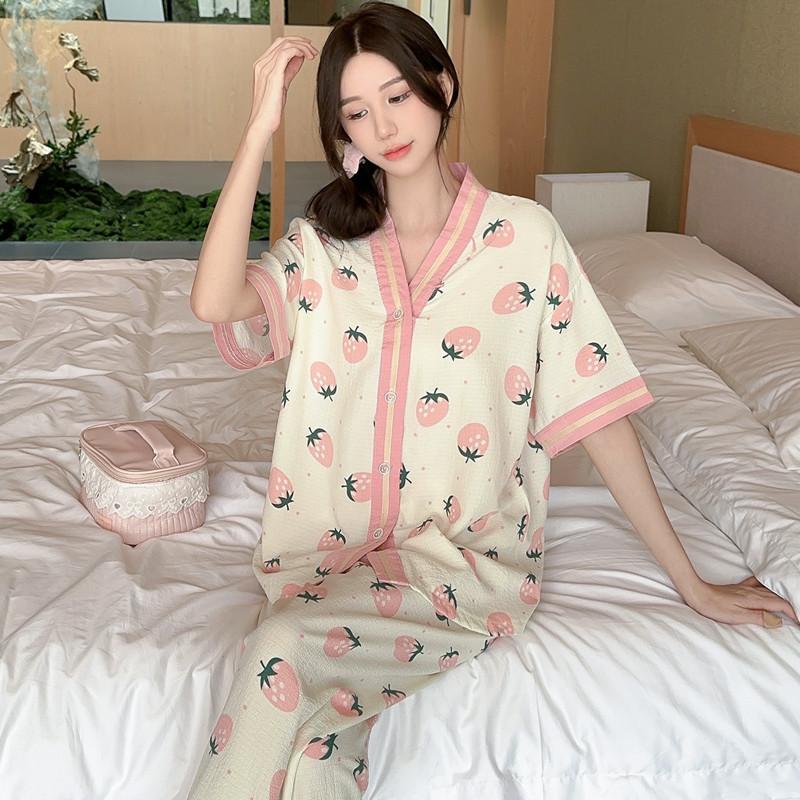 New Summer Thin Pajamas Women's Short-sleeved Trousers Girl's New Korean Version of Student Skin-friendly Small Fresh Loungewear