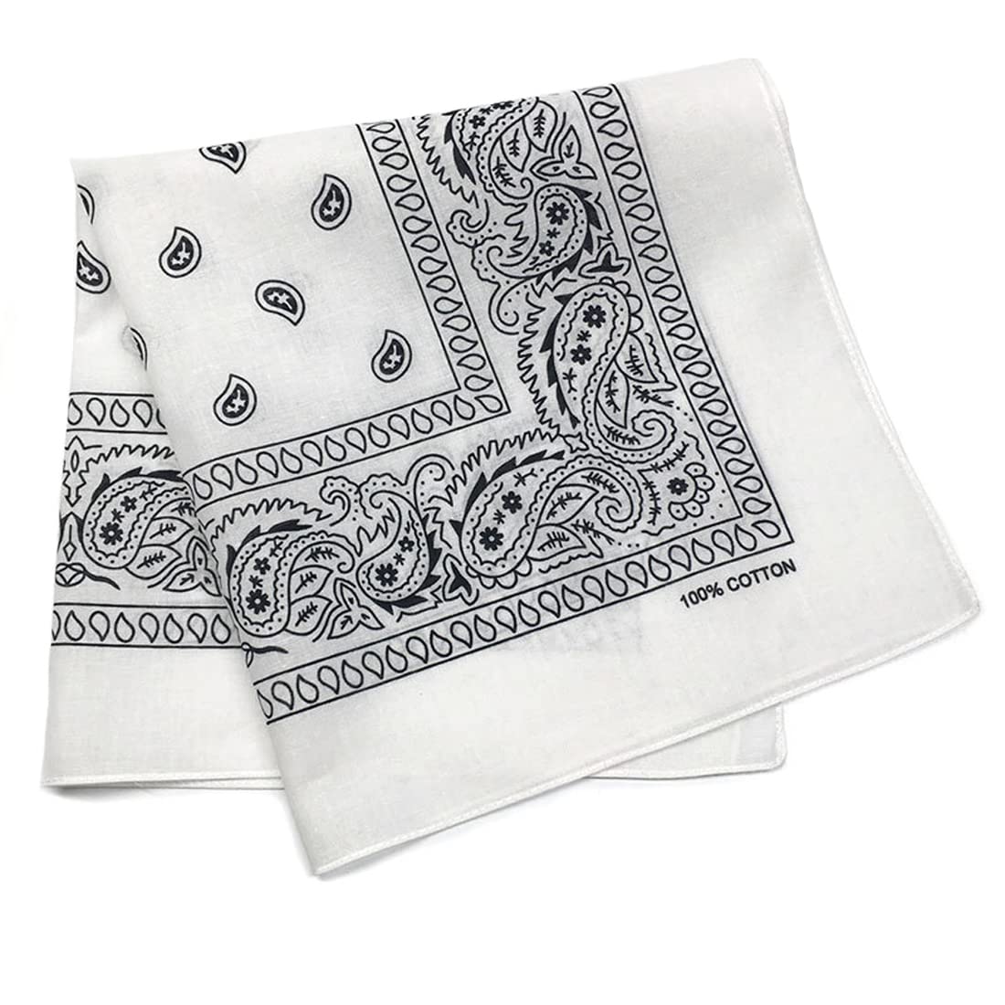

Trifong bandana white paisley handkerchief adult stylish 100% cotton cashew pattern men s unisex white 55cm x 55cm KC-D