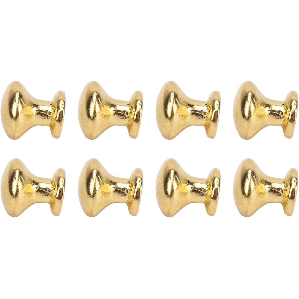 JTLB 8pcs 1:12 Scale Miniature Round Head Pull Handle Metal Simple Dollhouse Door Handle Knobs (Golden)