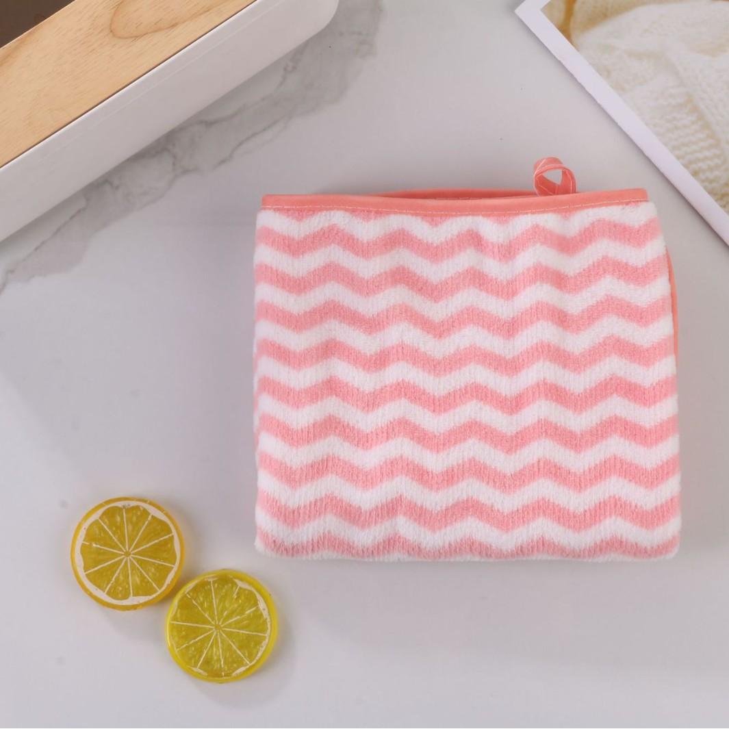 

Полотенце из кораллового флиса Быстросохнущее полотенце Катионное полосатое трикотажное уточное утолщенное впитывающее банное полотенце Не линяет Набор полотенец для сушки волос trimming 30 * 70 bare towel розовый