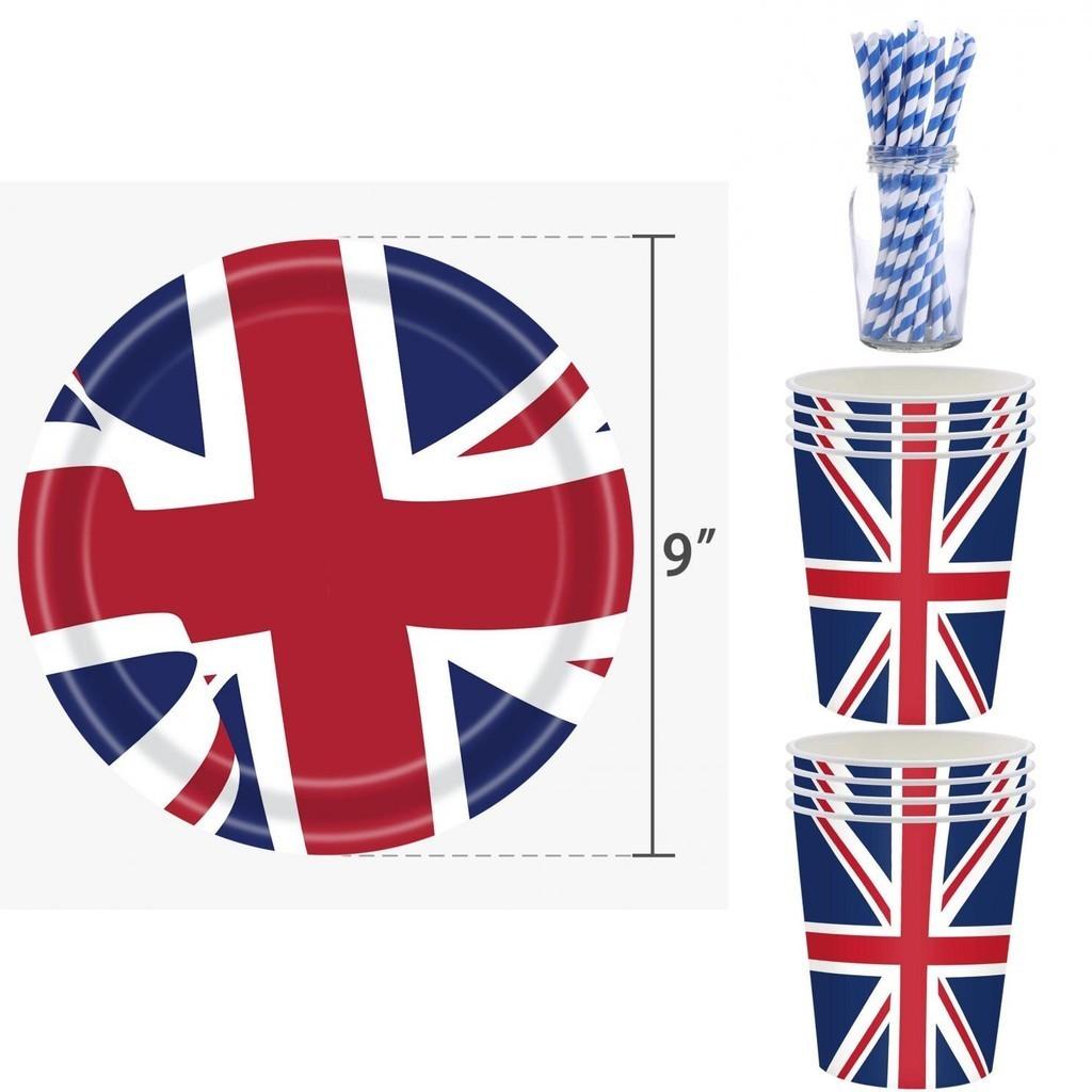 ¡Celebra con Estilo con el Ligero y Delicado Set de Artículos de Fiesta de la Bandera Británica! ¡Materiales Excelentes para Cualquier Ocasión!