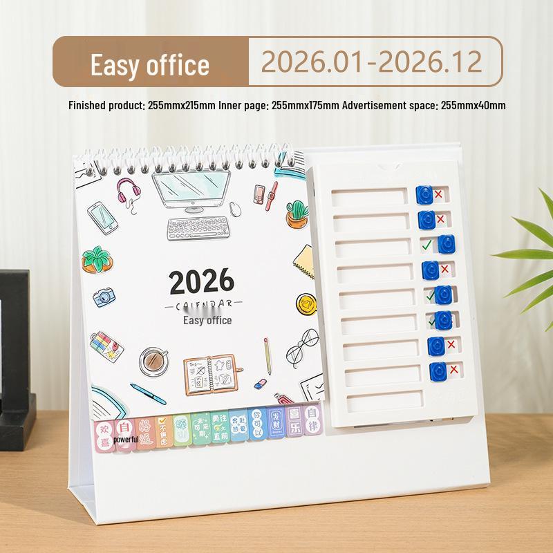 2026 Year of the Horse Wooden Desk Calendar with Custom Logo - Unique Punch Card Design for Business Office