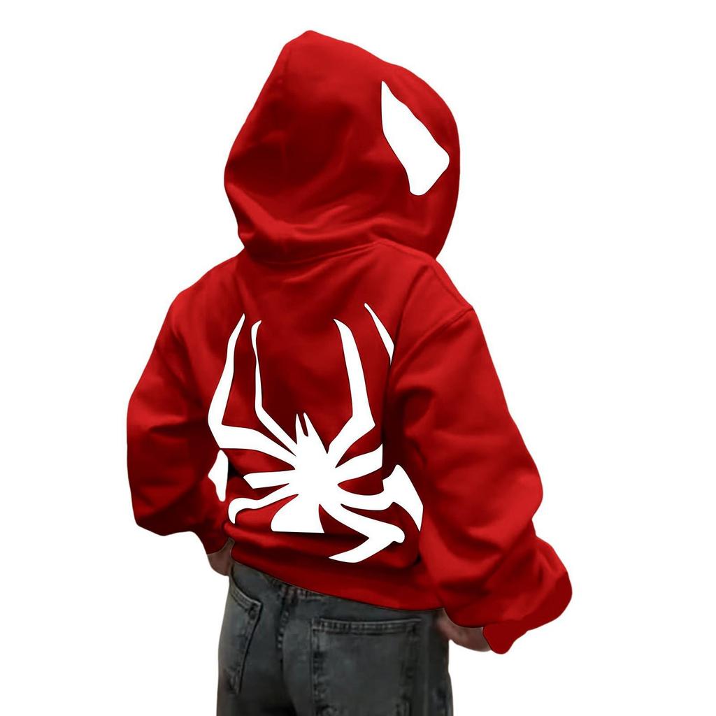 2023 Halloween Unisex Y2K Spider-Man Zip Hoodie - Loose Fit, Large Size for Couples