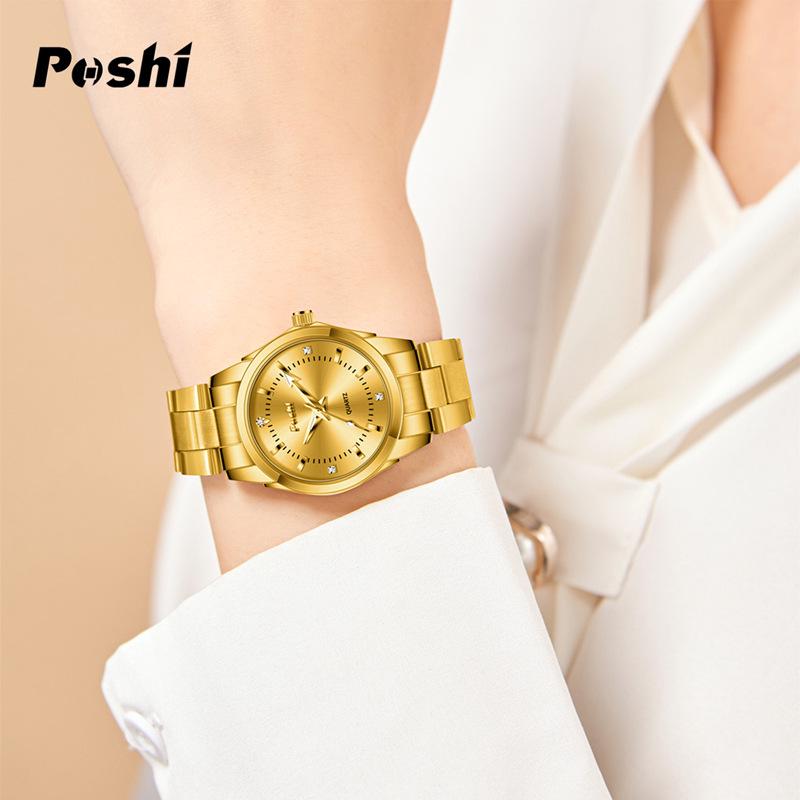 Waterdicht Mode Roestvrij Staal Dames Luminous Kwarts Horloge met Eenvoudige Band