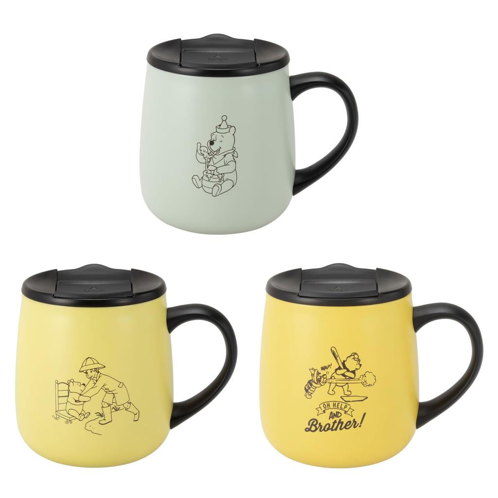Maebata Winnie the Pooh Mug with Lid 300ml Stainless Steel Double Walled Vacuum Heat Insulation Cold Insulation Boxed Present Disney 52945