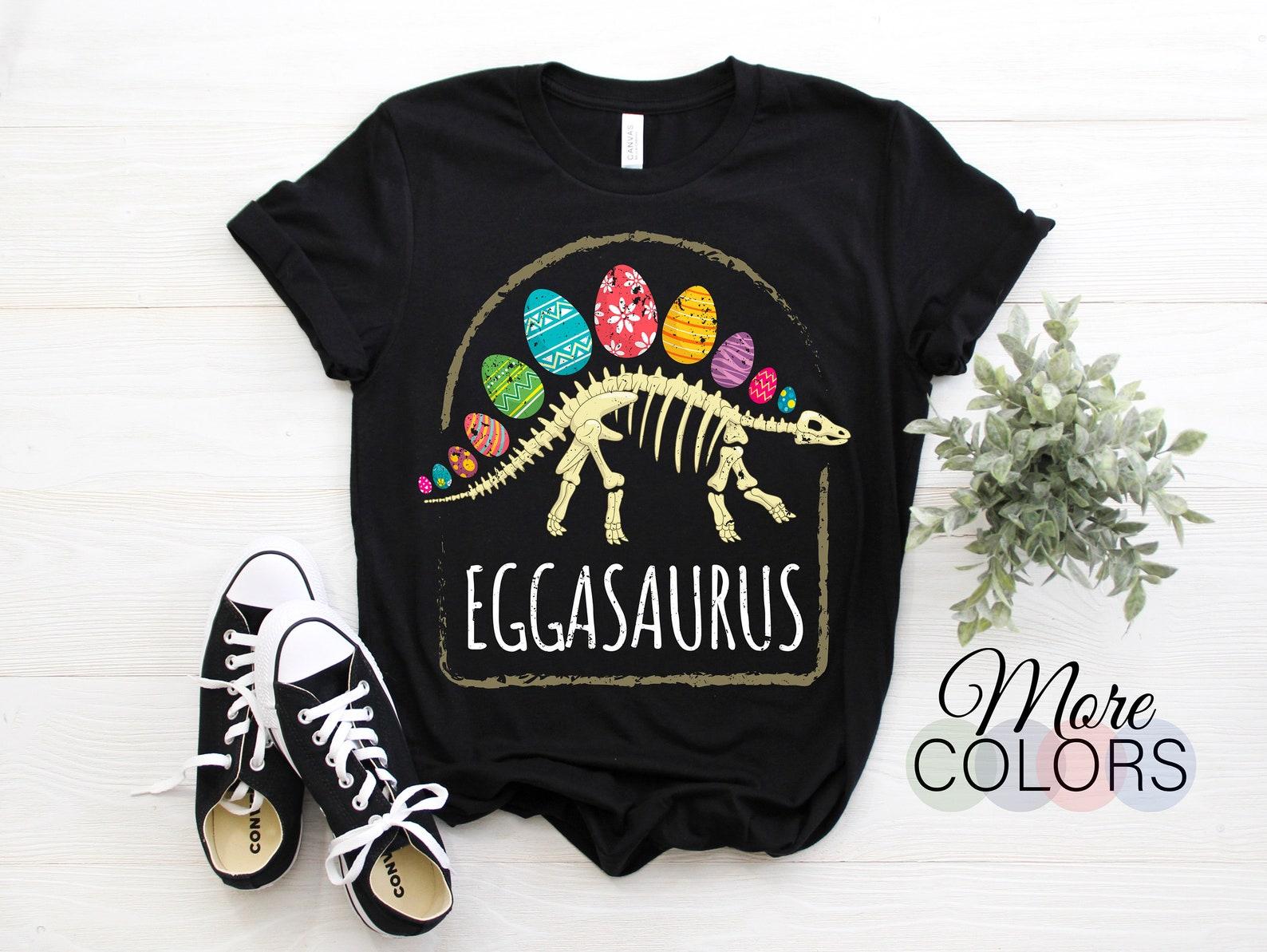 Eggasaurus Stegosaurus Easter Egg Dinosaur Funny Easter T-Shirt, Dinosaur Bunny Lovers Gift, Celebrate Easter Day Kids Adults Outfit Shirt, 100
