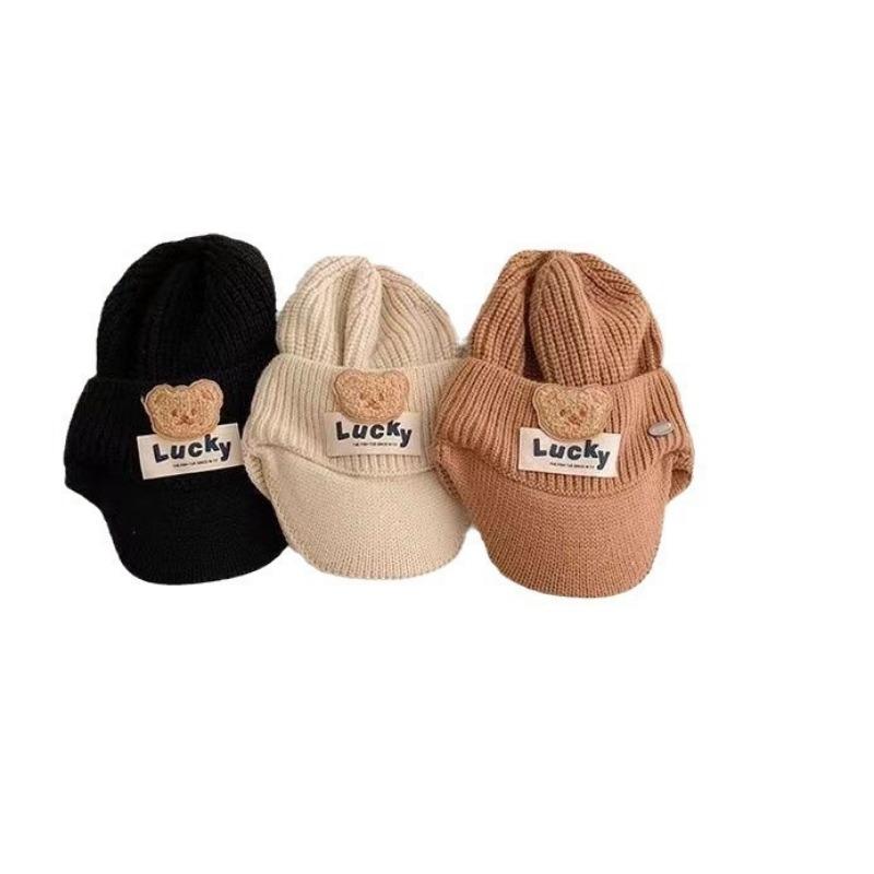 New autumn and winter children's hats, knitted ear protectors, peaked caps, cold-proof wool pullovers, baseball caps, fashion thermal caps