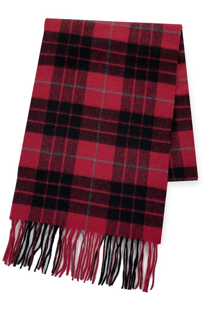 Vita Natur Cashmere Blend Wool Scarf x Check Pattern 95% Wool, 5% (Unisex) (190cm 30cm) (Tartan Red)