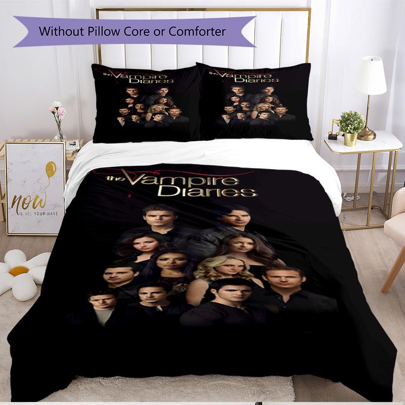 Set copripiumino 3 pezzi (1*Copripiumino + 2*Federe, Senza Nucleo), Set Biancheria da Letto Morbido Stagione Unica con Stampa The Vampire Diaries, Regalo Decorazione Camera da Letto