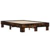 Bed Frame Smoked Oak 140 X 190 Cm Wood Based Material and Metal