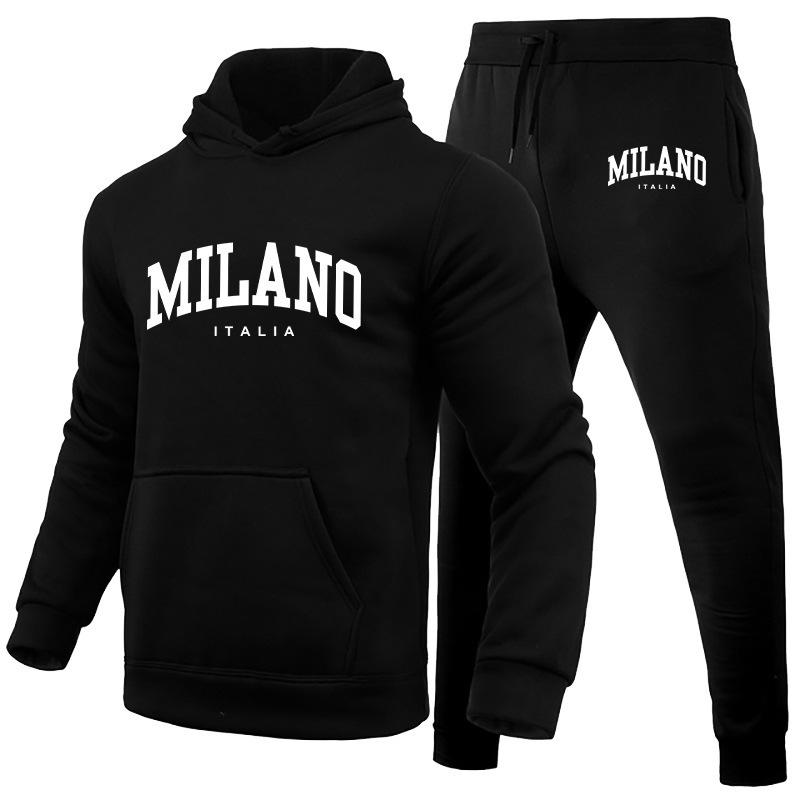 Vīriešu Hūdija Komplekts Milan Iespiesta Džempera