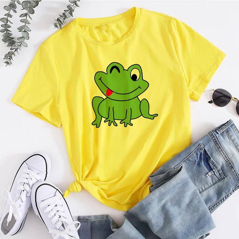 Womens Tshirt Hip Hop Street Wear Harajuku Short Sleeve Tshirt Cute Frog Printed Tshirt Summer Top
