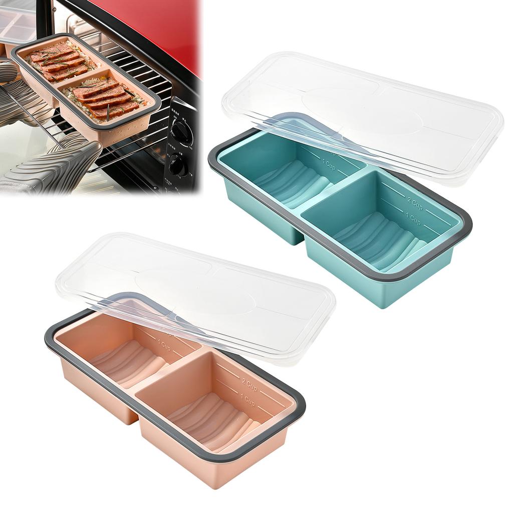 Silicone Compartment Food Storage Container with Lid Bento Box Freezer Microwave Safe Leakproof Meal Prep for Home Outdoor