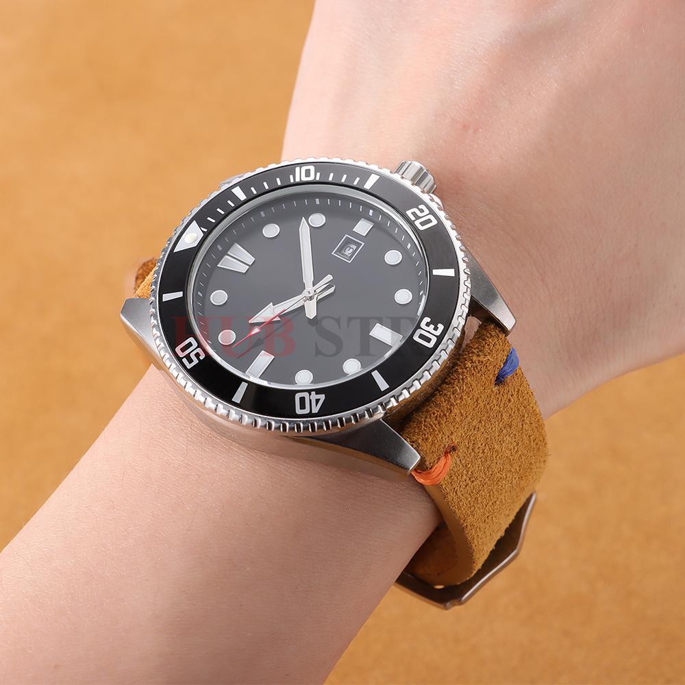 18mm 20mm 22mm Suede Leather Strap for Seiko Vintage Business Watch Band Handmade Stitching Wristband Quick Release Bracelet