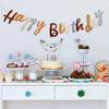 Happy Birthday Banner Retro Brown Bear Background Wall Layout Paper String Hanging Decorations Kids Birthday Party Supplies