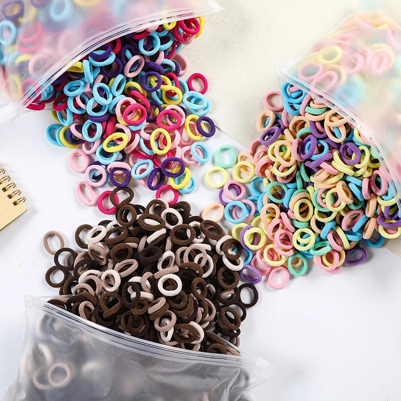 Gummiband Kinder Elastische Haarringe Mädchen Haarschmuck 100 Stück Haarbänder für Mädchen Bunt Nylon Scrunchie Haargummis