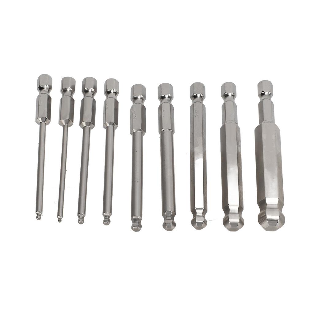9pcs 75mm Magnetic Screwdriver Bit Set Ball Head 14 Inch Hex Shank Hex Screwdriver Drill Bit Set