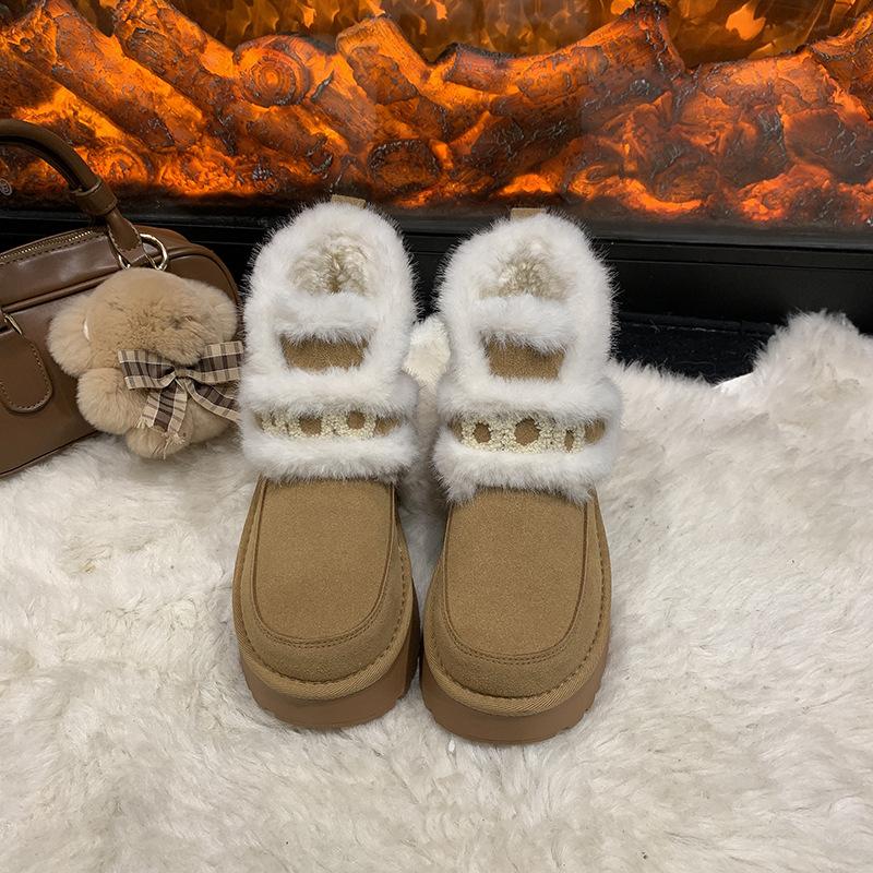 Women's soft elastic winter warm cold padded snow boots thick bottom non-slip wear outdoor leisure sports cotton shoes