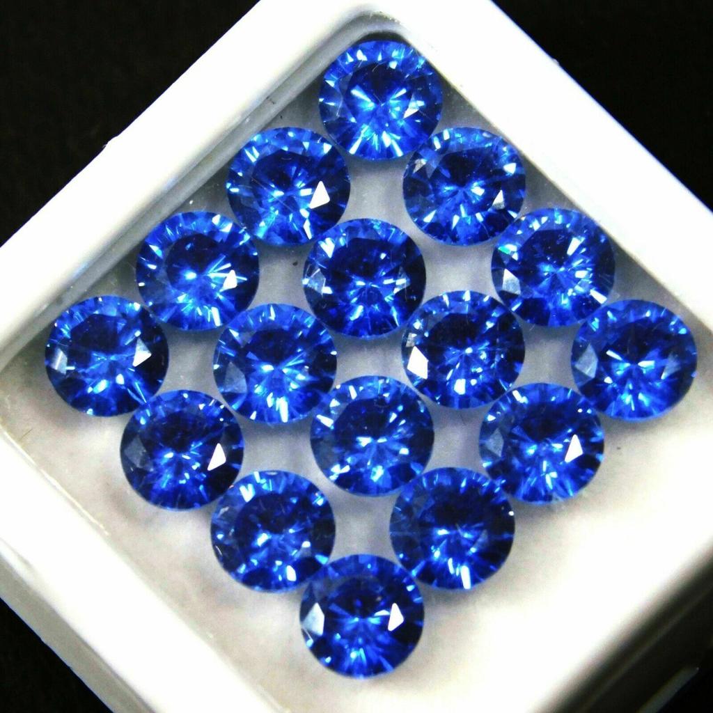 16 Pcs Natural 5x5 Mm Blue Sapphire Round Lot CERTIFIED Loose Gemstone Sj-184132