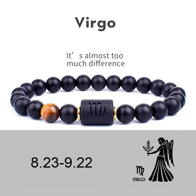 12 Constellation Bracelets Natural Black Onyx Bead Bracelet Star Sign Constellation Horoscope Couple Bracelet Friendship Jewelry