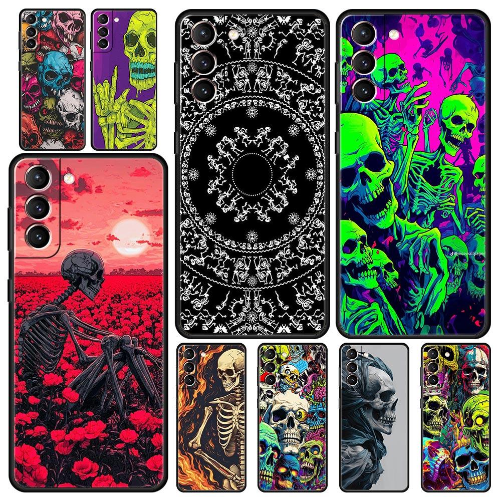 Skeleton Skull Phone Case for Samsung Galaxy S26 S25 S24 S23 S22 S20 S21 FE Ultra S25 Edge Plus 5G Soft TPU Cover Fundas Capas