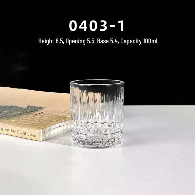 Diamond Pattern Etched Glass Cup for Spirits and Wine - Small Shot Glass 70ml Baijiu Cup