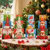 Fireplace Scene Decorations 3Pcs Christmas Stackable Gift Box, Layered Cube Plastic Boxes with Santa Claus Pattern Snowman Reindeer, Tabletop Display
