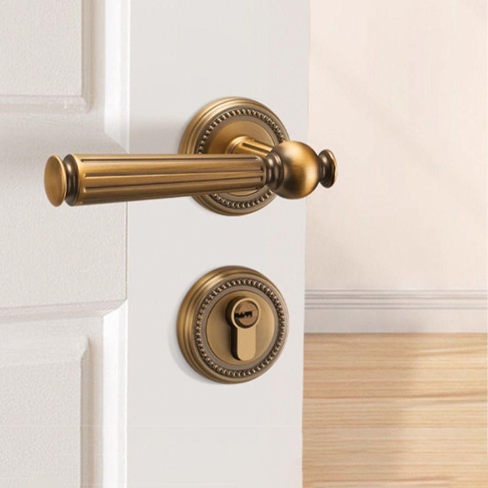 American Simple Design Magnetic Suction Door Lock Split Body Silent Silent Door Lock Durable Retro Style Wooden Door Handle Room