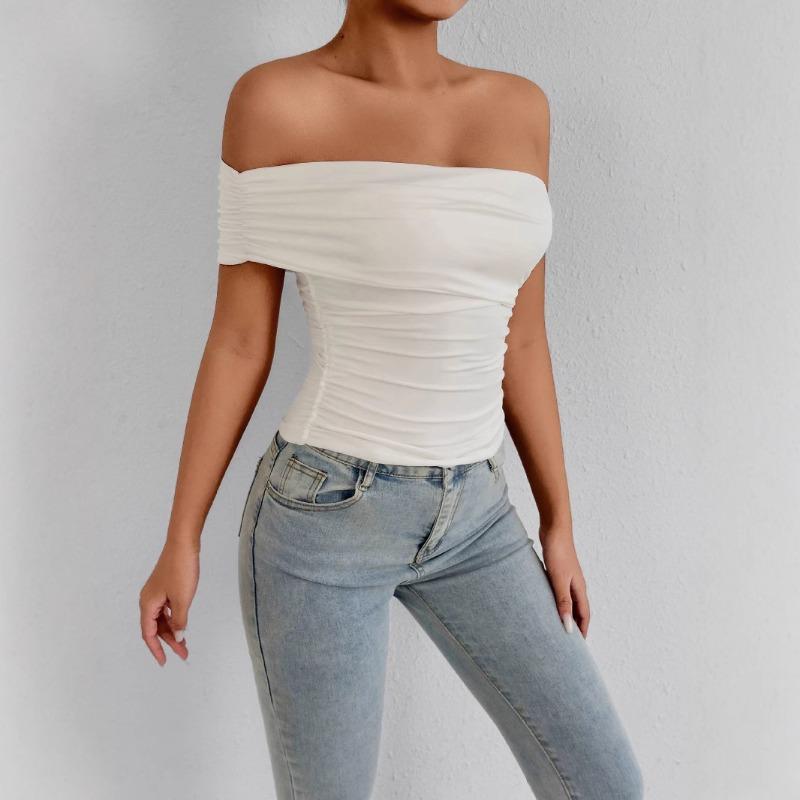 New summer tops, fashionable one-shoulder one-shoulder collar tube top slim fit top temperament for women